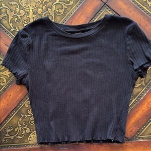 SHEIN Black Ribbed Crop Top